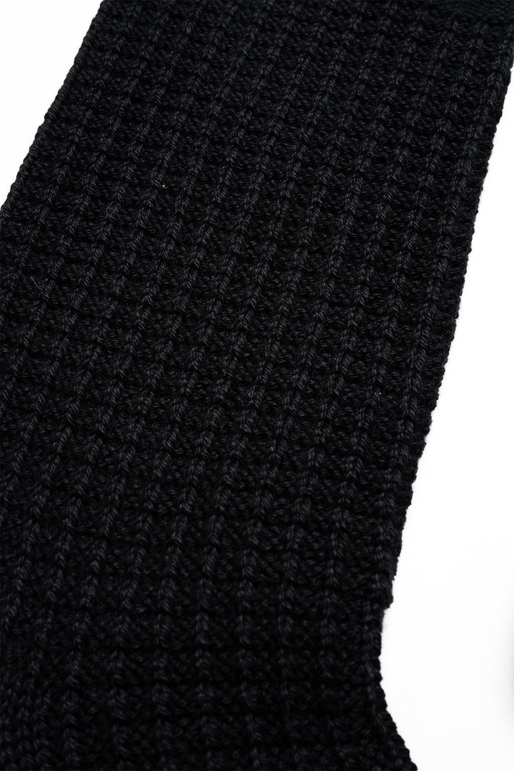 Cotton Waffle Crew Sock - Black