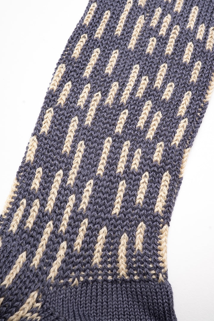 Rain Drop Crew Socks - Steel Blue/Ivory