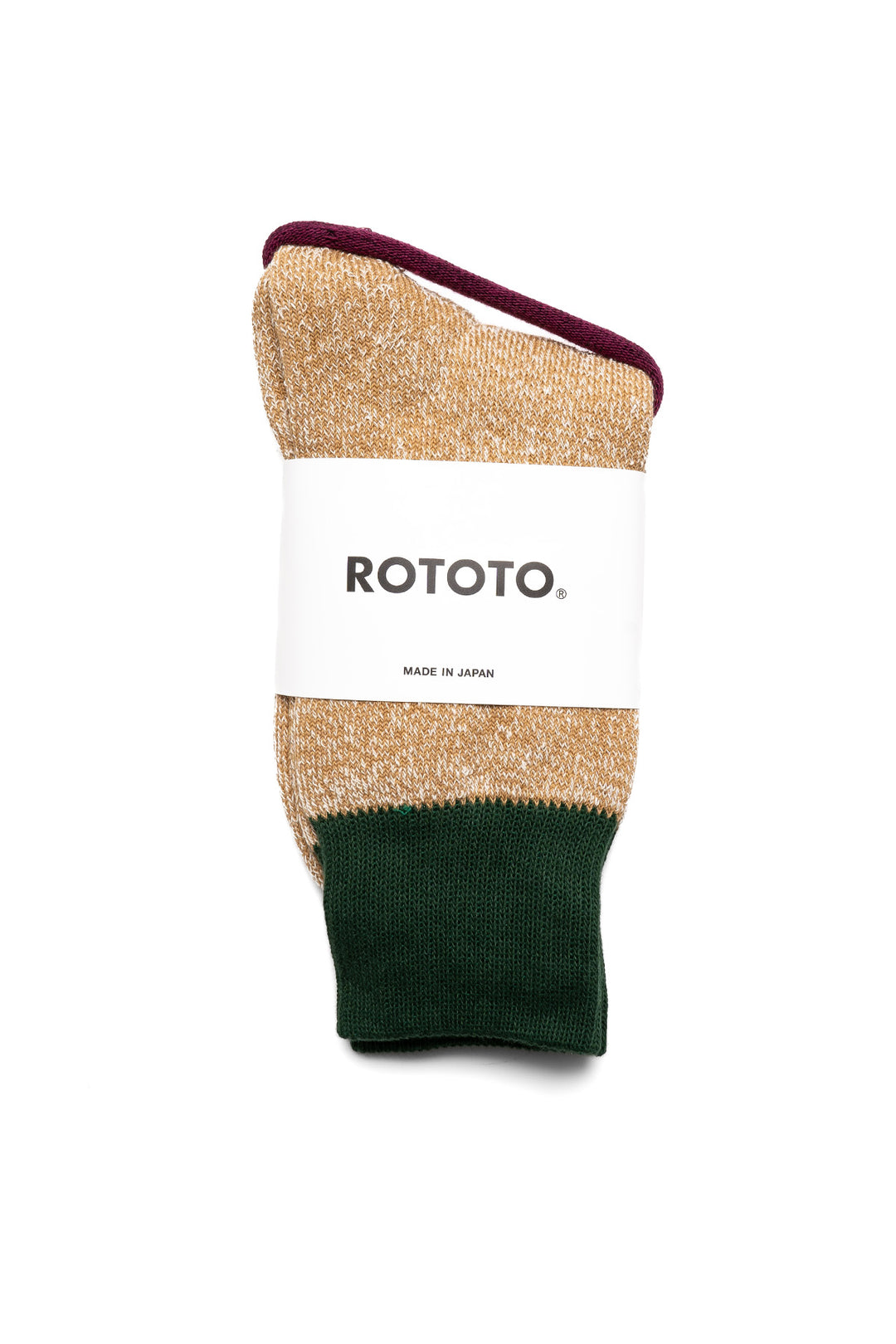 Double Face Crew Socks "Silk & Cotton" - D Green/ Beige