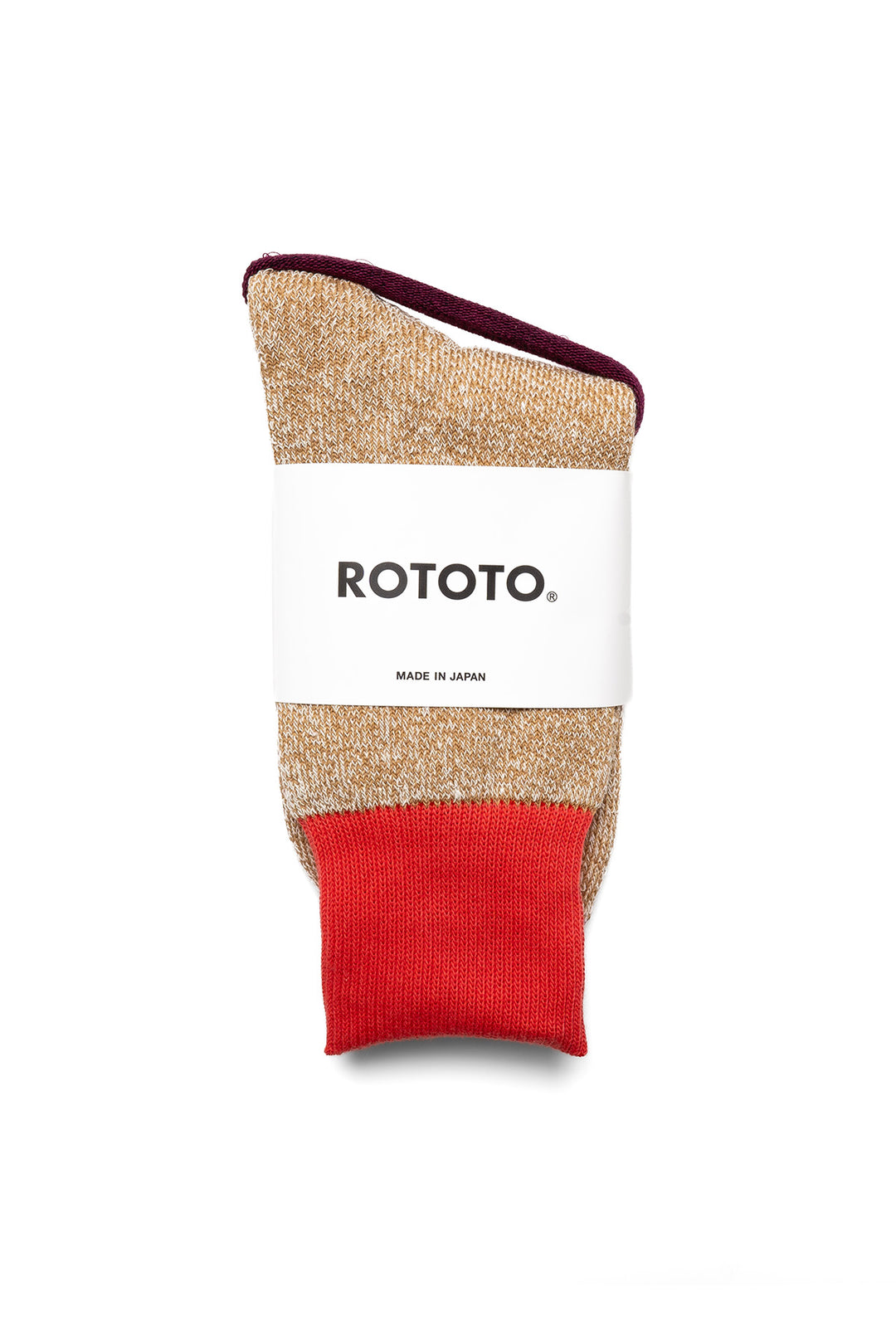 Double Face Crew Socks "Silk & Cotton" - Bittersweet/Beige