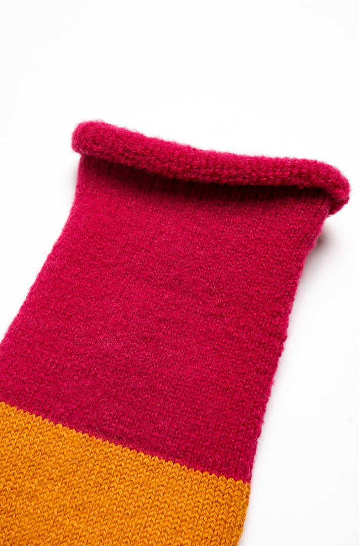 Chunky Pile Boot Socks - Pink /Orange