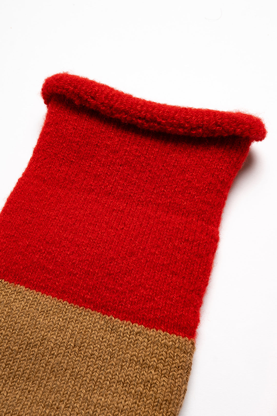 Chunky Pile Boot Socks - Red /Camel