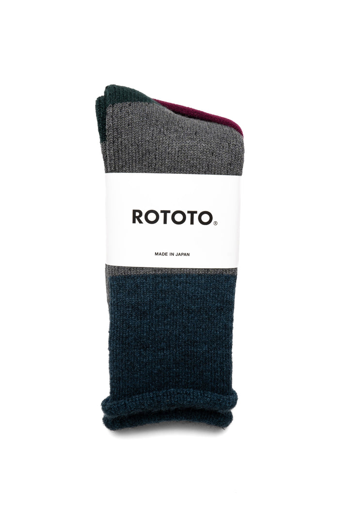 Chunky Pile Boot Socks - Dark Blue /Gray