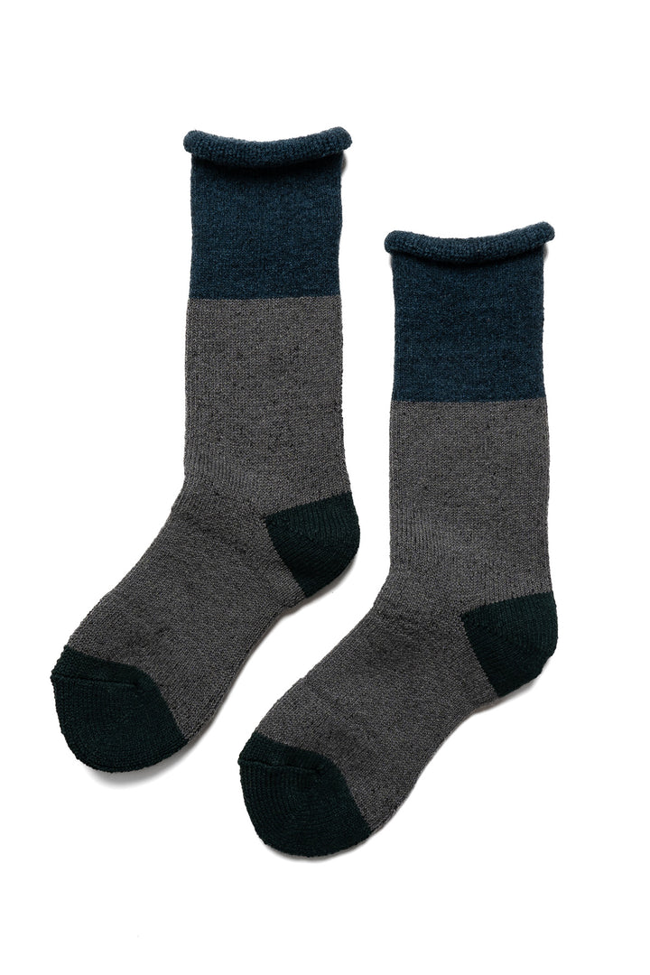 Chunky Pile Boot Socks - Dark Blue /Gray