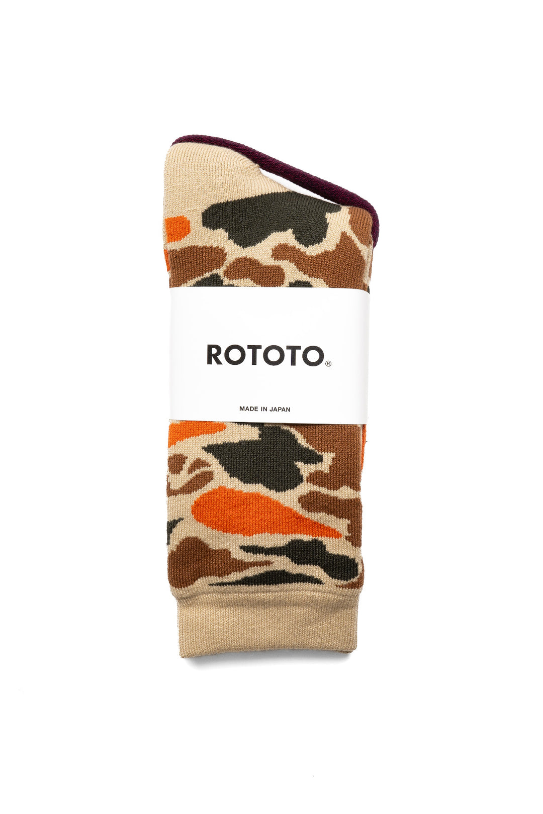 Pile Camo Crew Socks - Beige/Orange