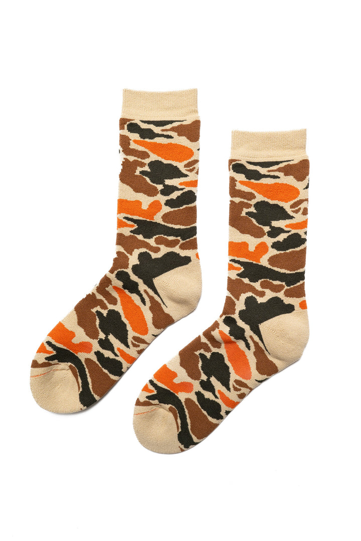 Pile Camo Crew Socks - Beige/Orange