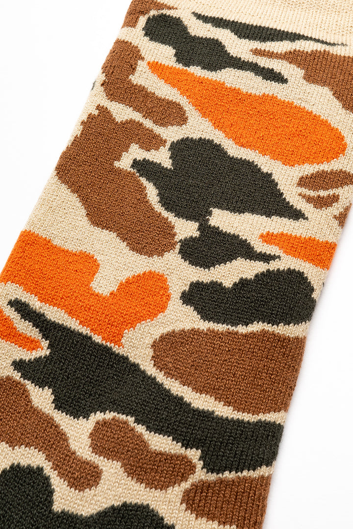 Pile Camo Crew Socks - Beige/Orange