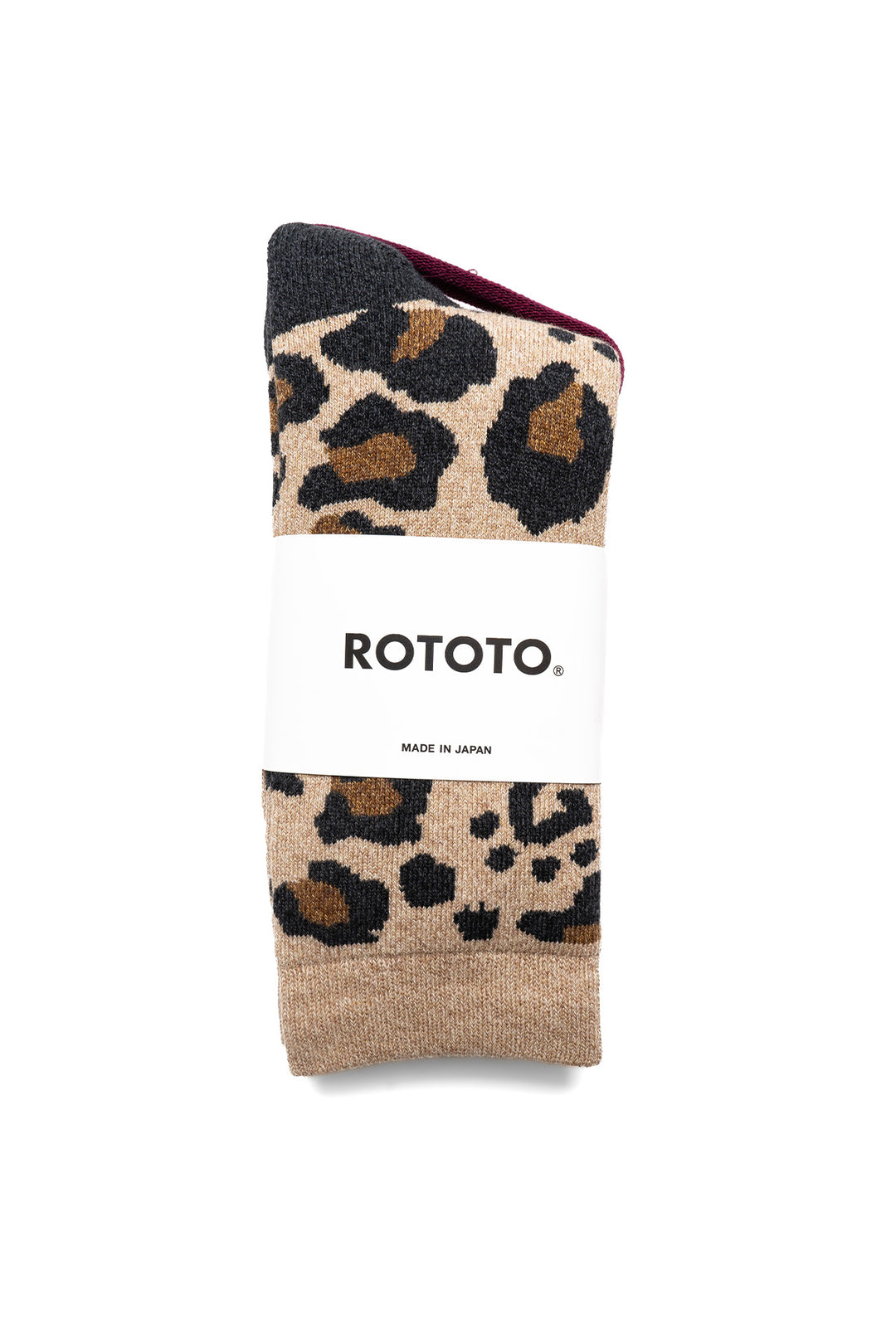 Pile Leopard Crew Socks - Beige