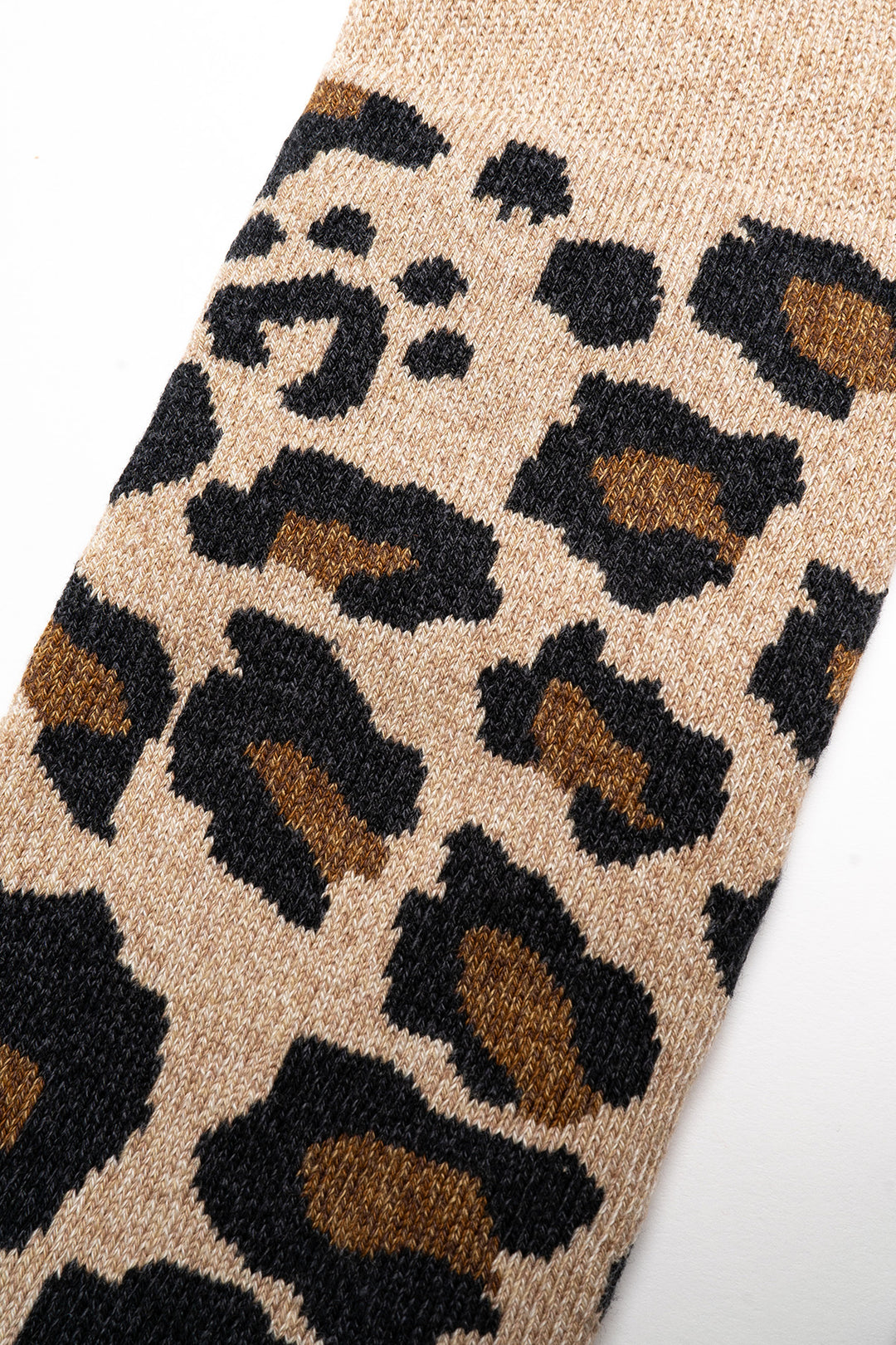 Pile Leopard Crew Socks - Beige