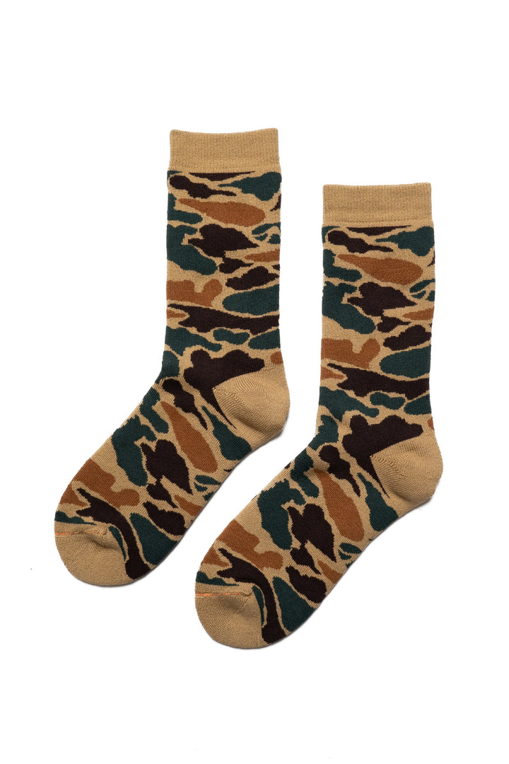 Pile Camo Crew Socks - Khaki