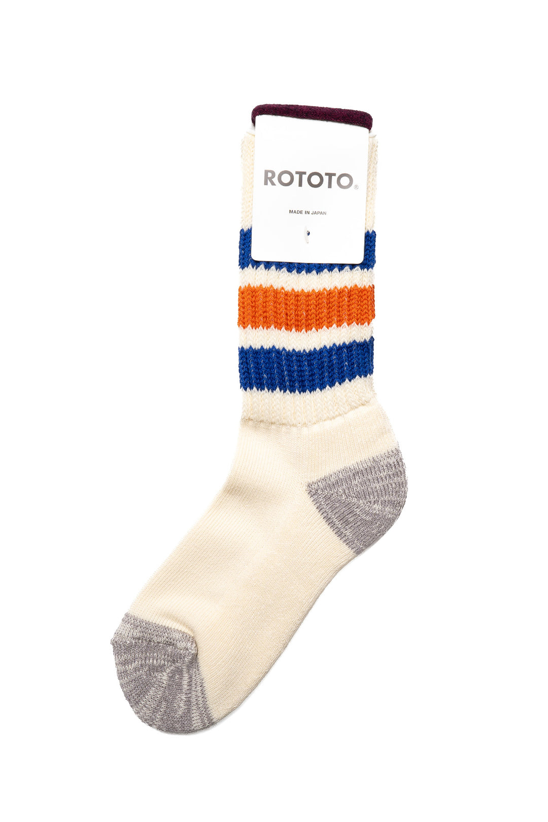 Coarse Ribbed Old School Crew Socks - Blue/Orange