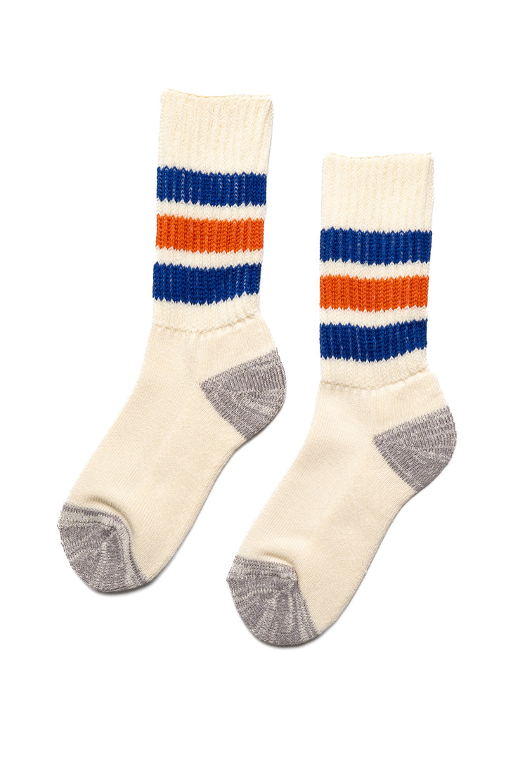 Coarse Ribbed Old School Crew Socks - Blue/Orange