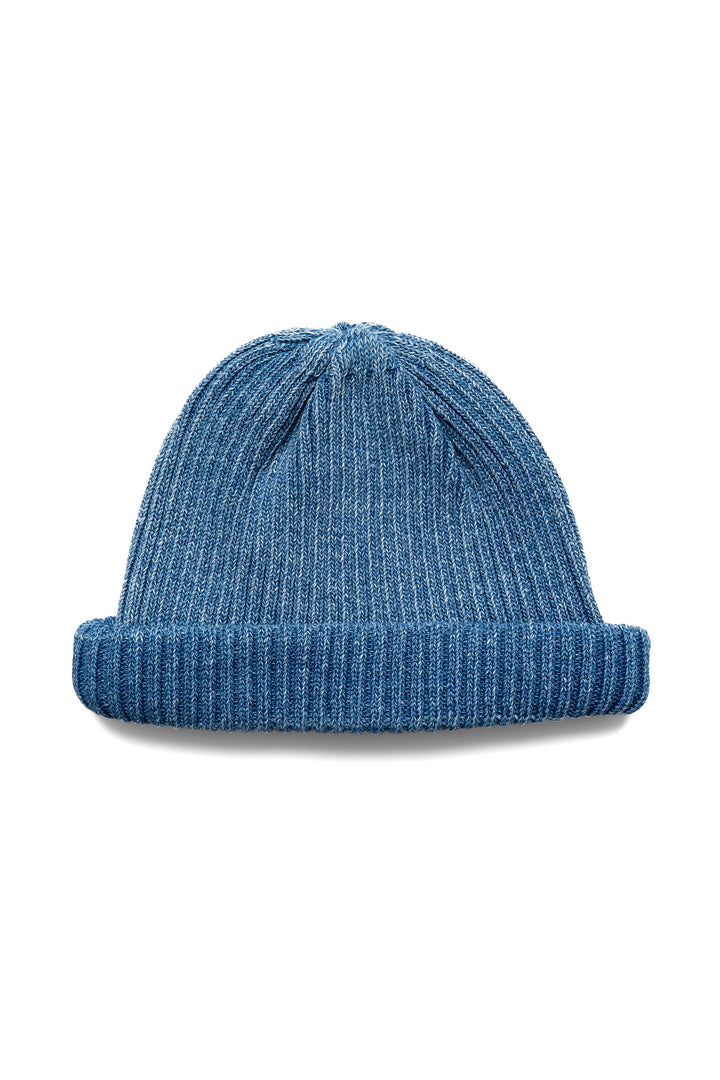 Indigo Cotton Roll Up Beanie - Light Denim