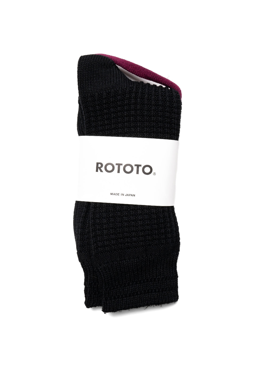 Cotton Waffle Crew Sock - Black