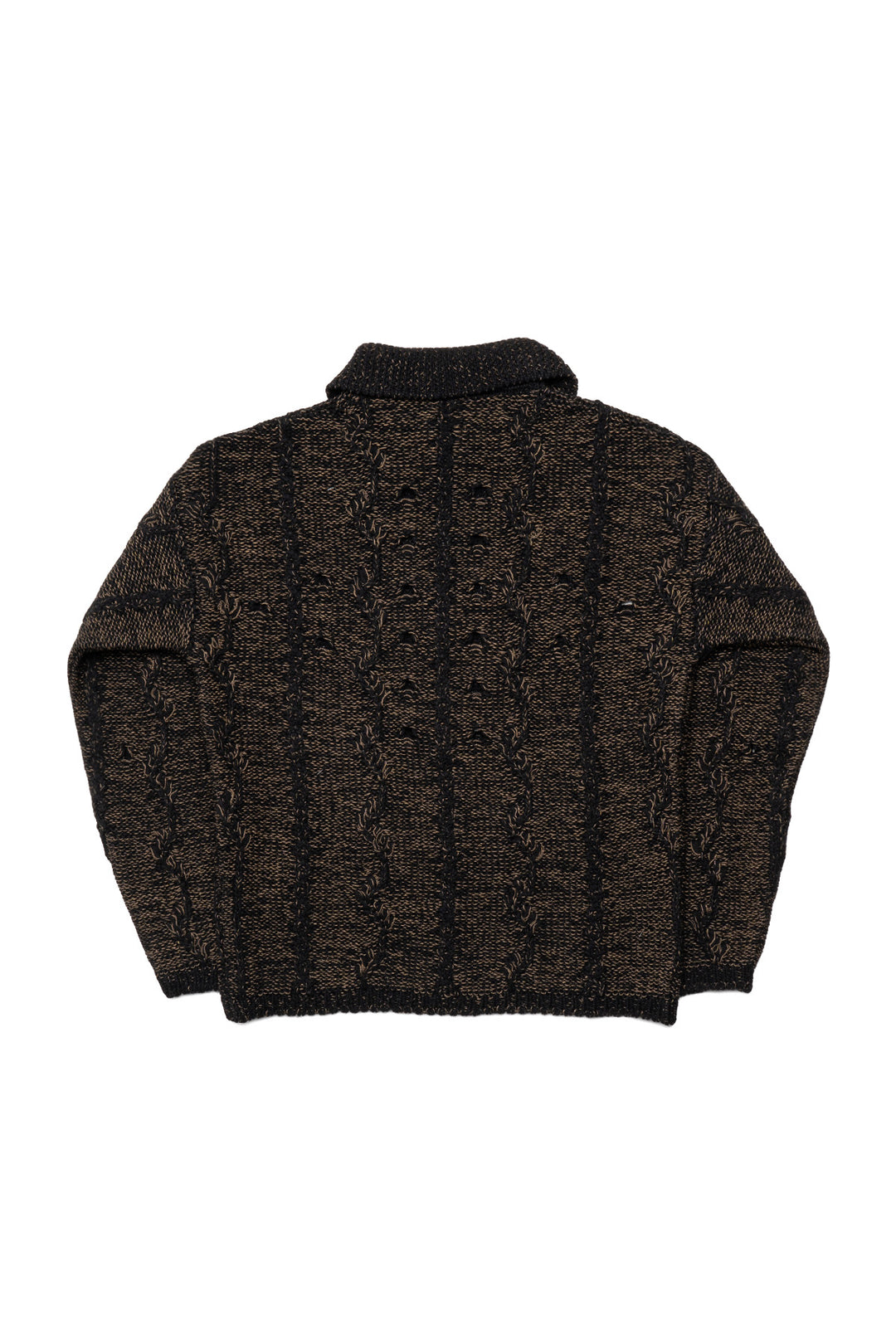 Polo Cable Knit Sweater - Brown