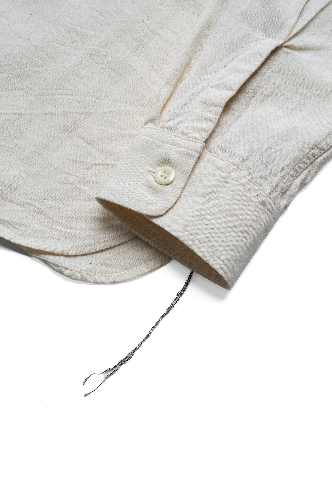 Chambray Work Shirt Chainstitch Embroidery - Off White