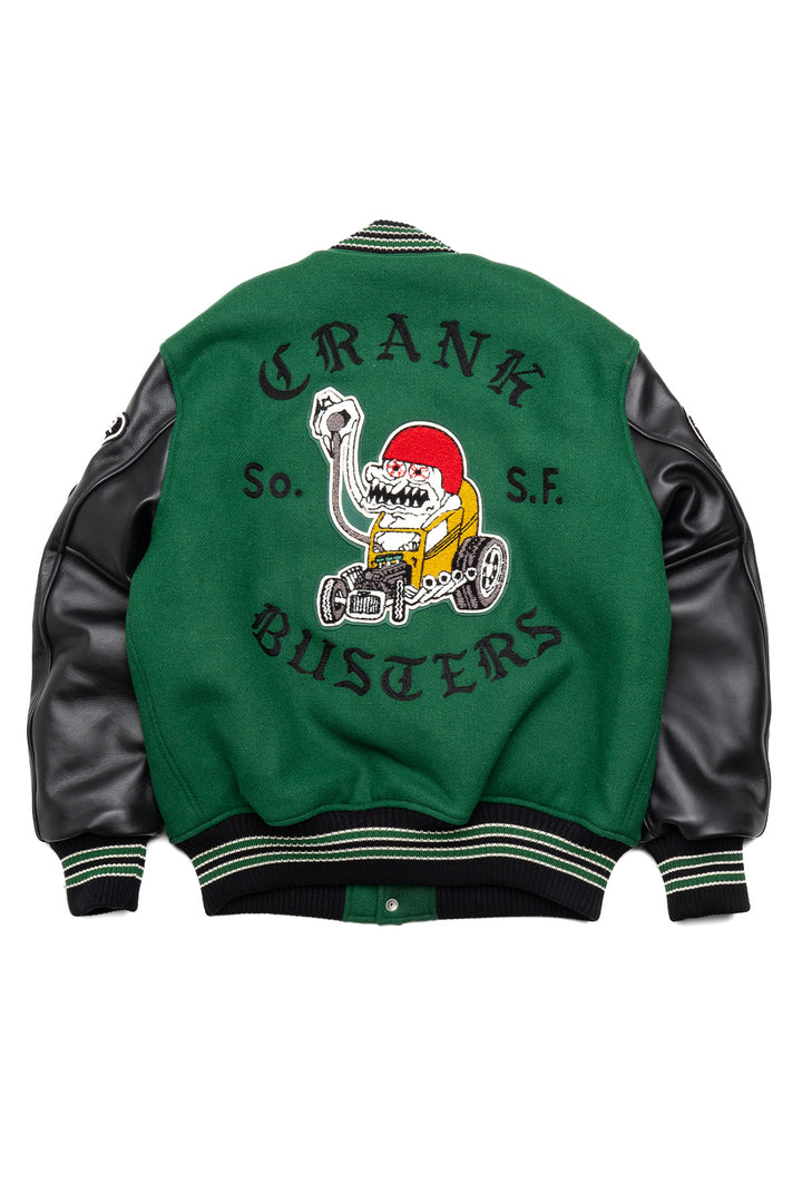 30oz. Wool Melton Award Jacket - Crank Busters - Green