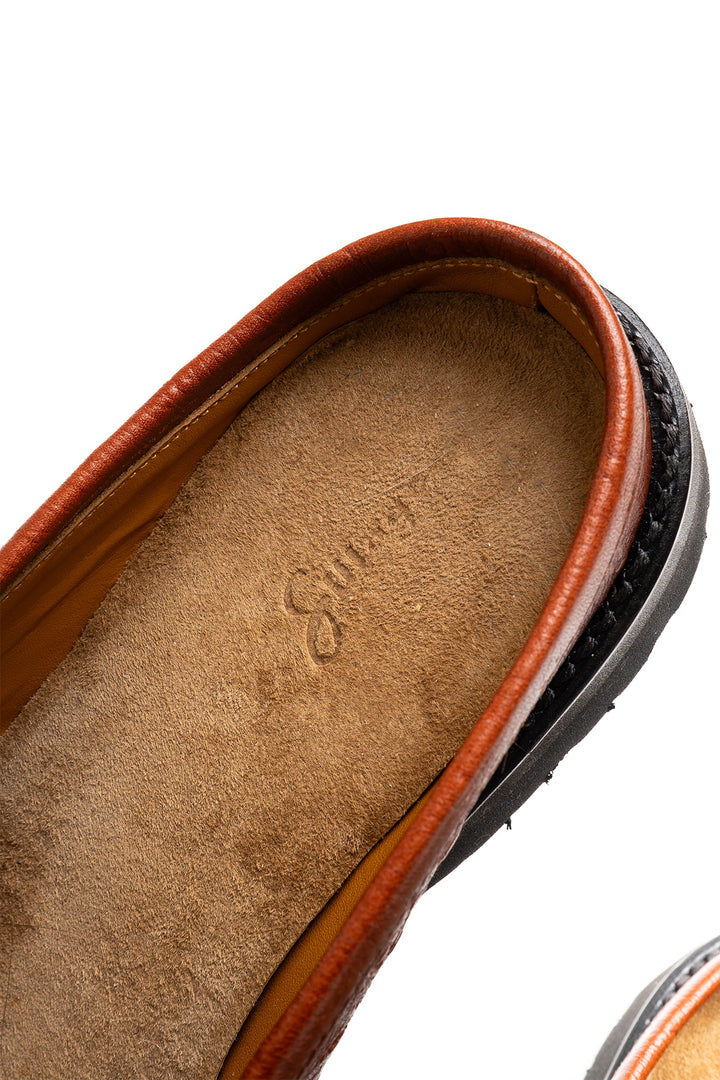 Coin Loafer Mule - Ostrich Brown