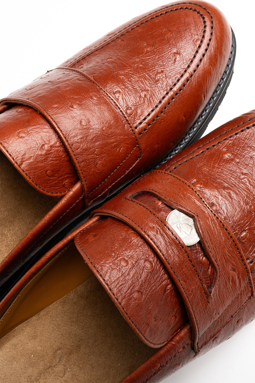 Coin Loafer Mule - Ostrich Brown