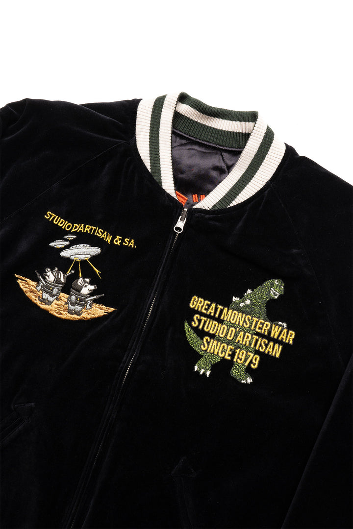 Velveteen Souvenir Jacket - Great Monster War - Black