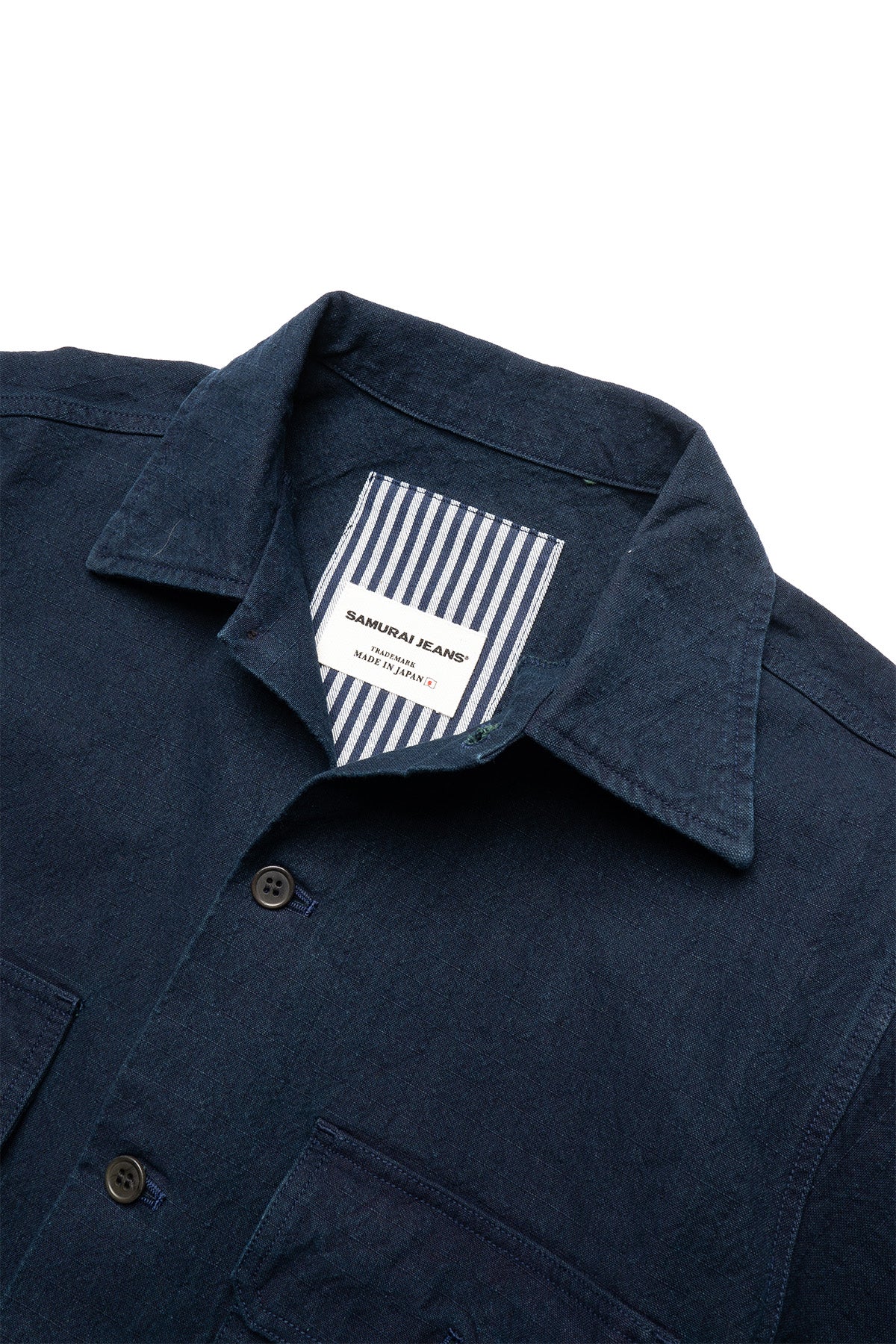 Indigo Cotton Ripstop “Kokiran” Military Shirt - Westerners