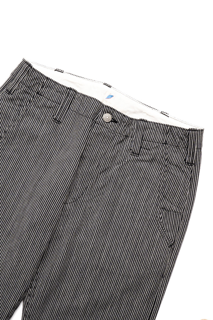 Cotton Hickory Stripe Utility Pants - Black