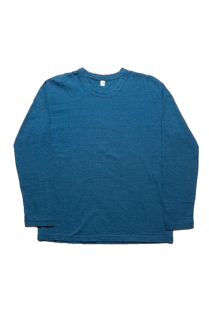 Men's Knitted Long Sleeve T-shirt - Greencast Indigo