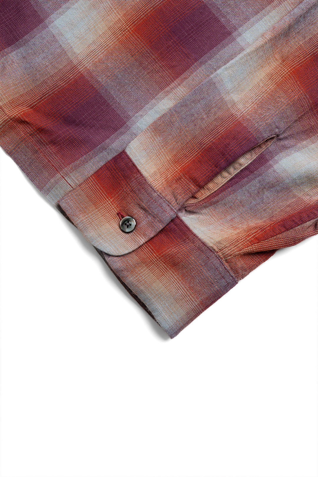 Rayon Check Open Collar Shirt - Burgundy