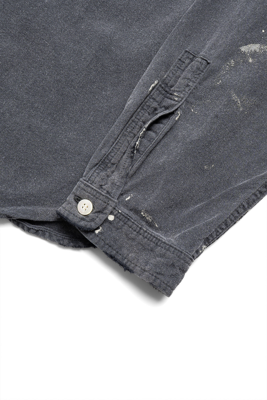 Stand Collar Chambray Shirt “Aging” - Black