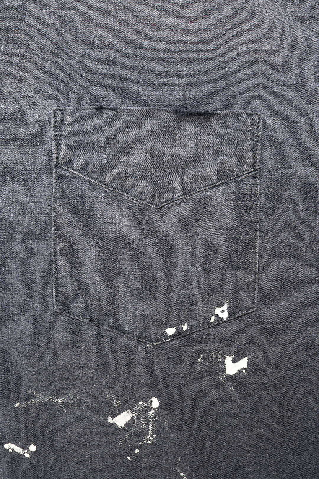 Stand Collar Chambray Shirt “Aging” - Black