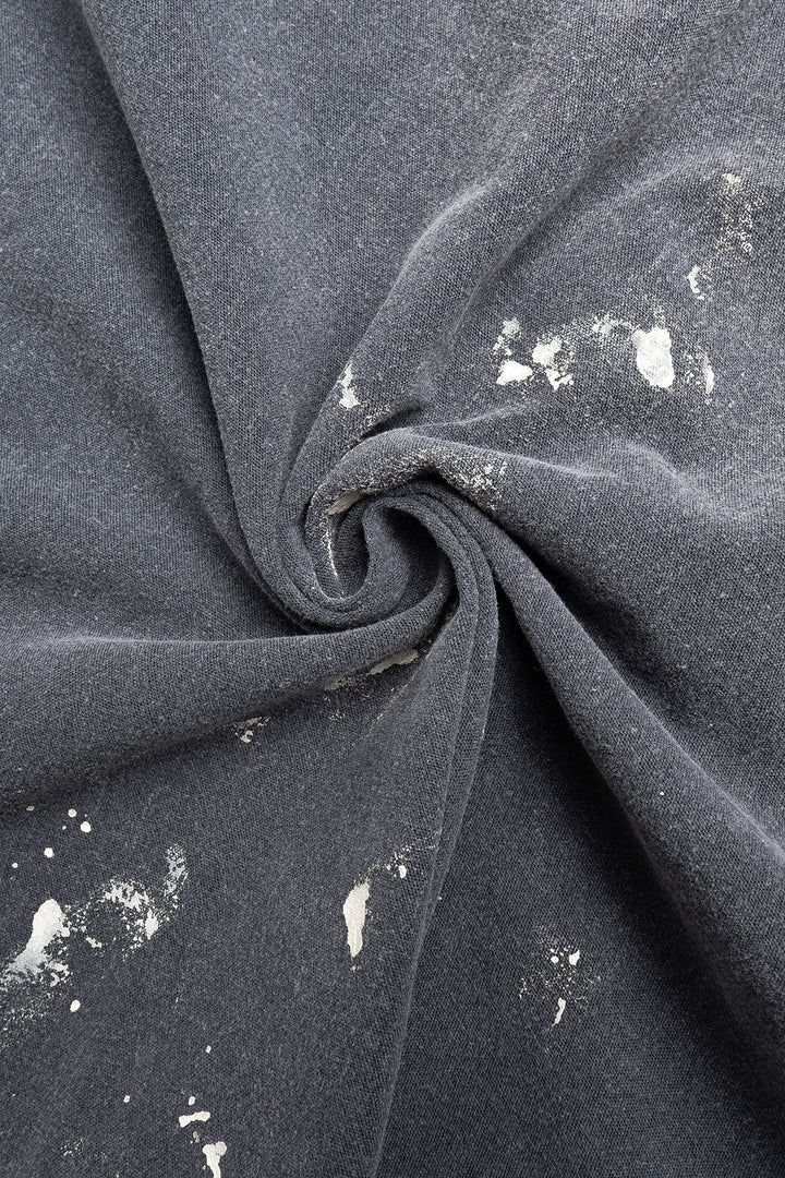 Stand Collar Chambray Shirt “Aging” - Black