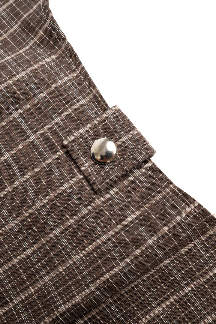 Eyelet Shoulder Bag - Brown Linen Check