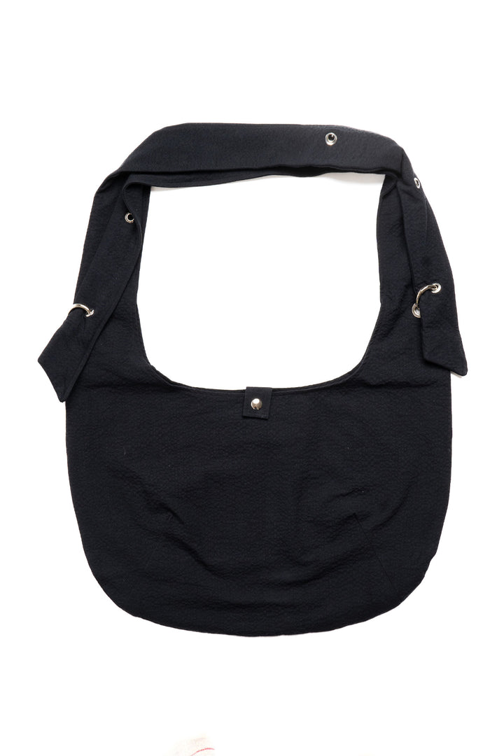 Eyelet Shoulder Bag - Black Seersucker