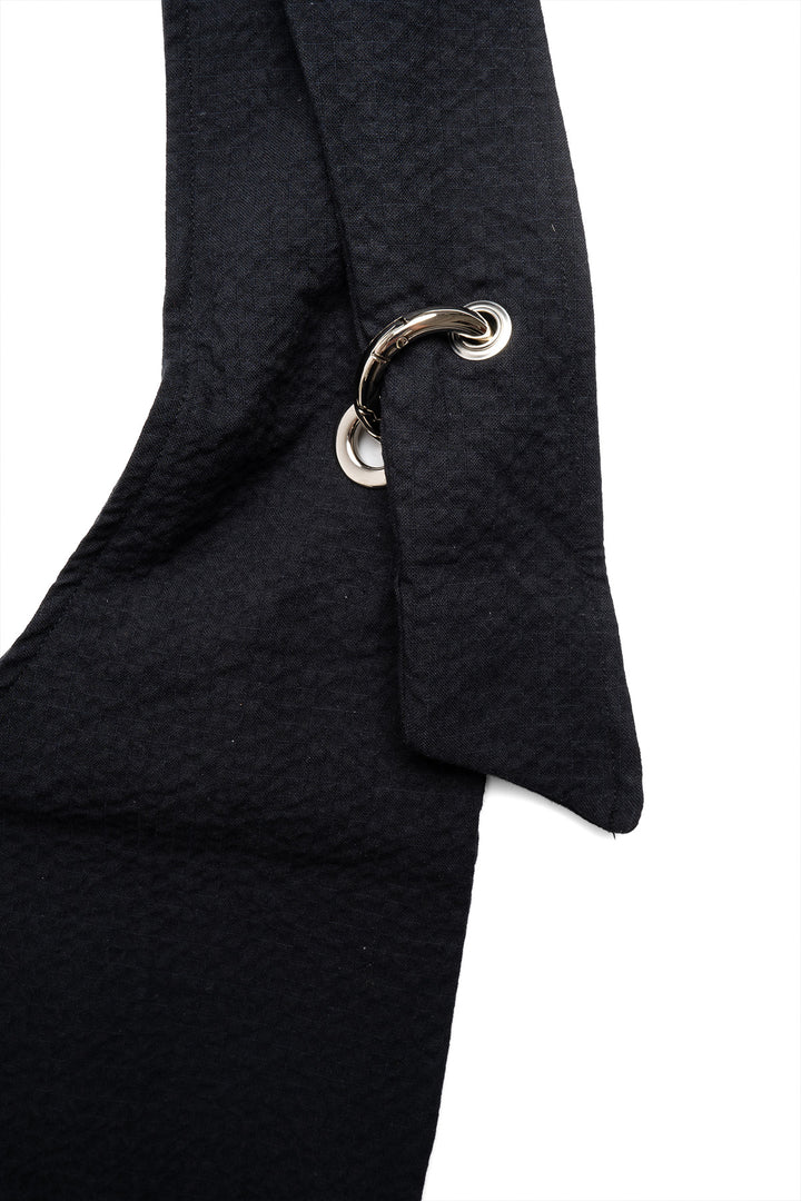 Eyelet Shoulder Bag - Black Seersucker