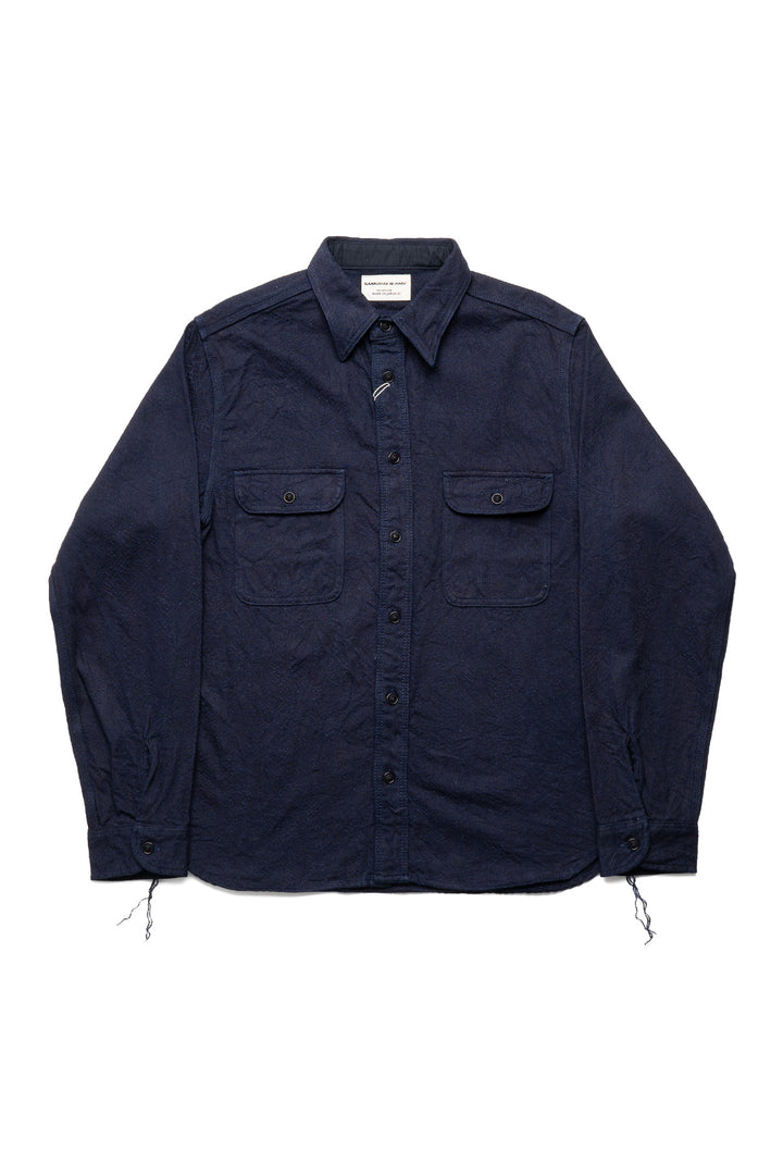 Snake Jacquard Work Shirt - Indigo