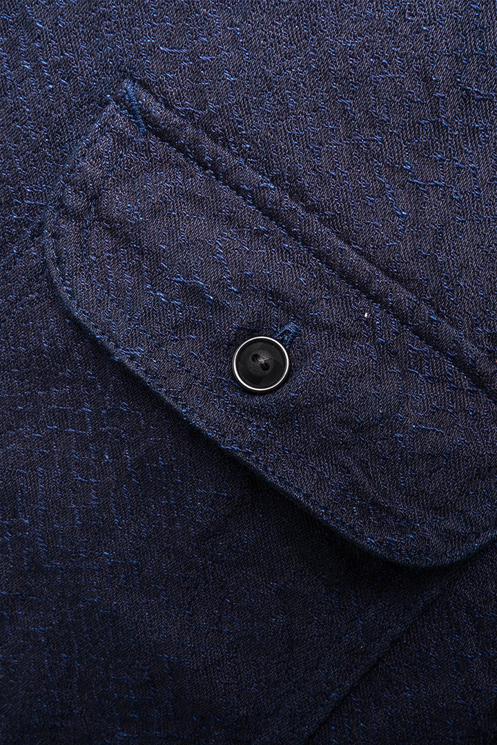 Snake Jacquard Work Shirt - Indigo