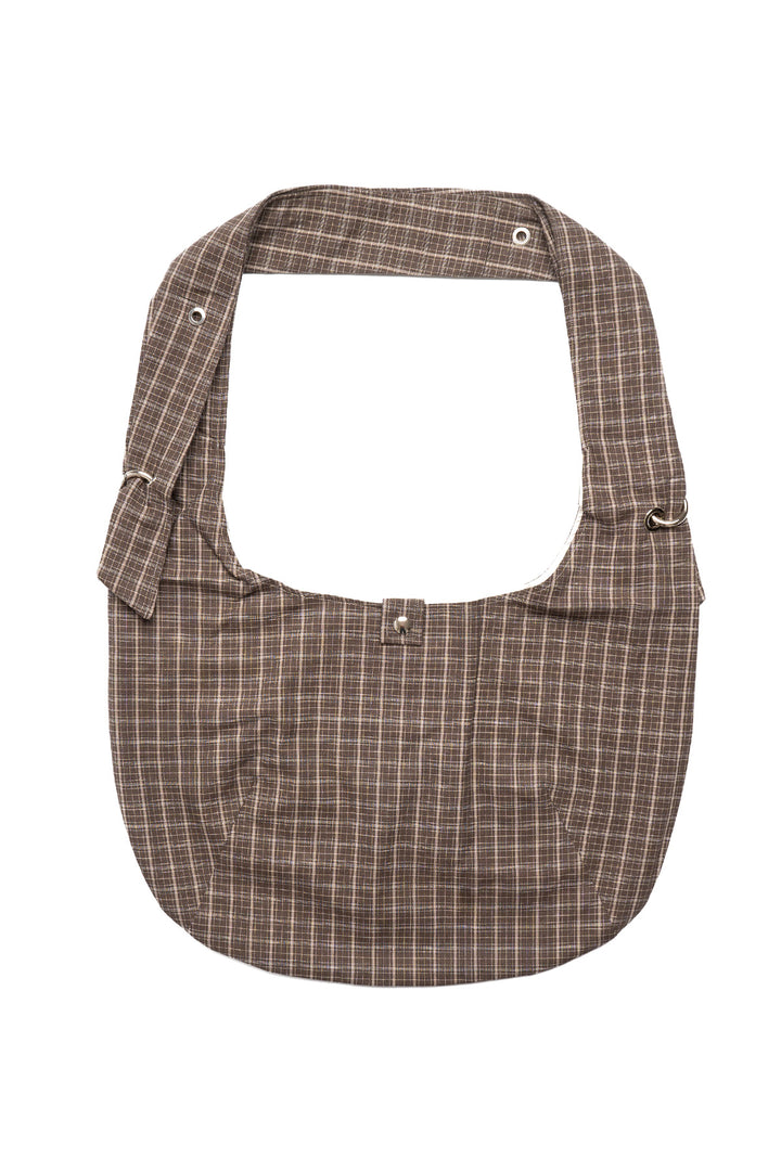 Eyelet Shoulder Bag - Brown Linen Check