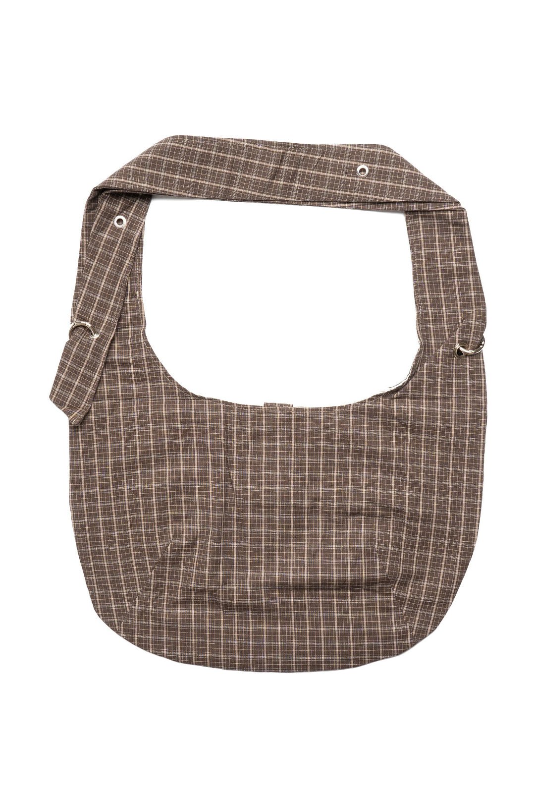 Eyelet Shoulder Bag - Brown Linen Check