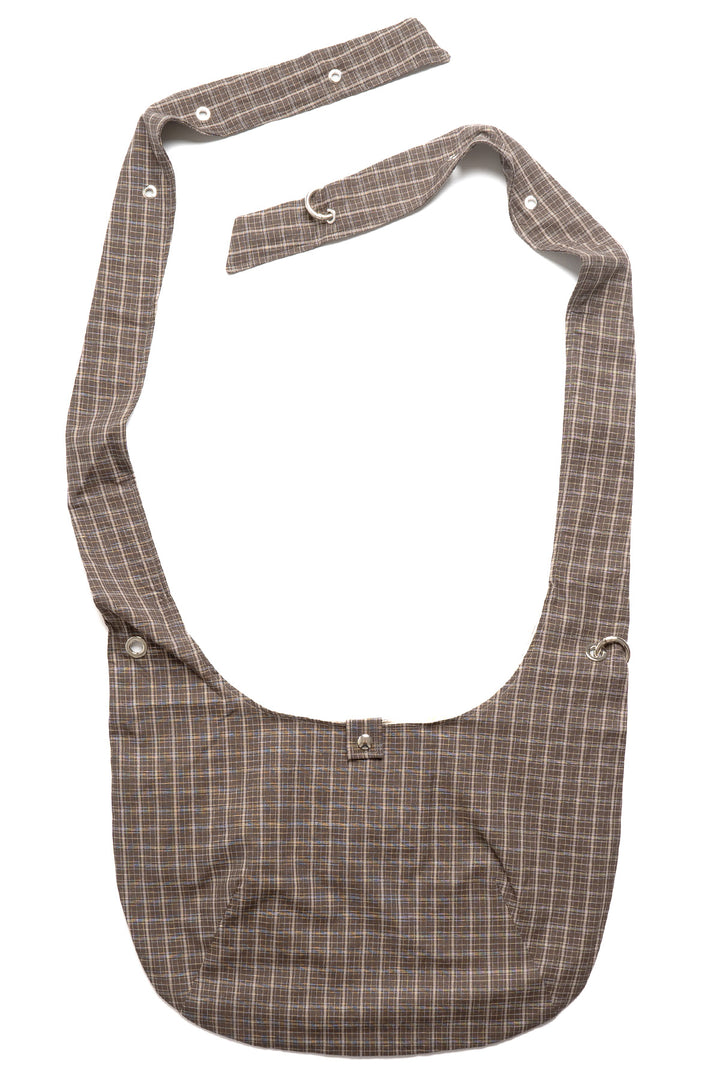 Eyelet Shoulder Bag - Brown Linen Check