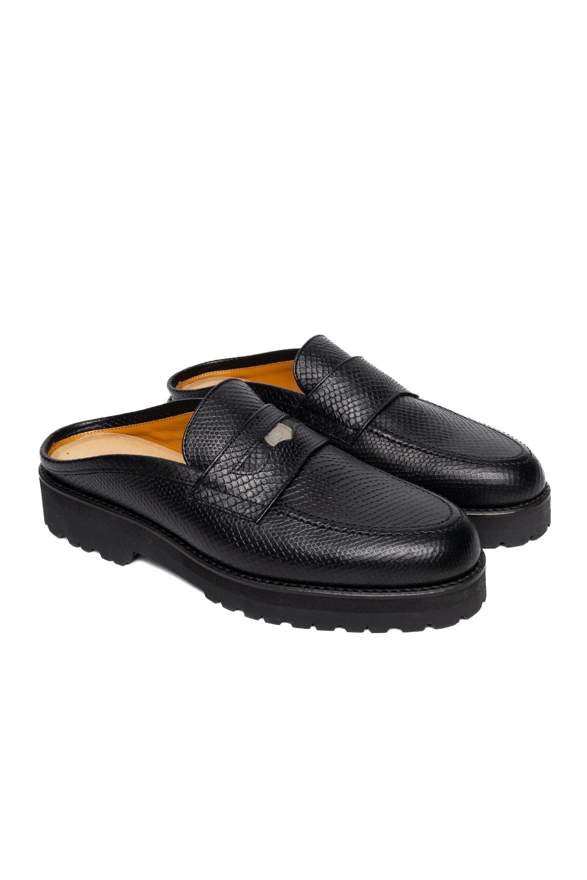 【prank project】Loafer mule Black Coin Loafer Mule - Snake Black – Blue in Green Denver
