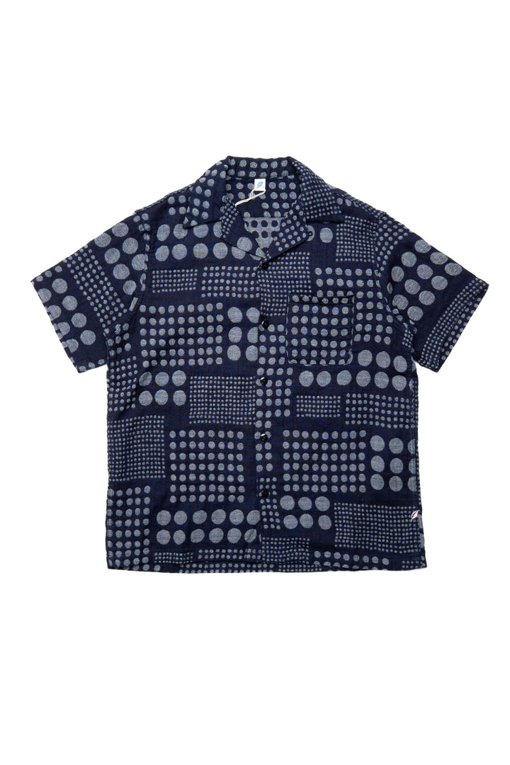 SS-2232-1 Jacquard Open Collar Short Sleeve Shirt - Random Dots