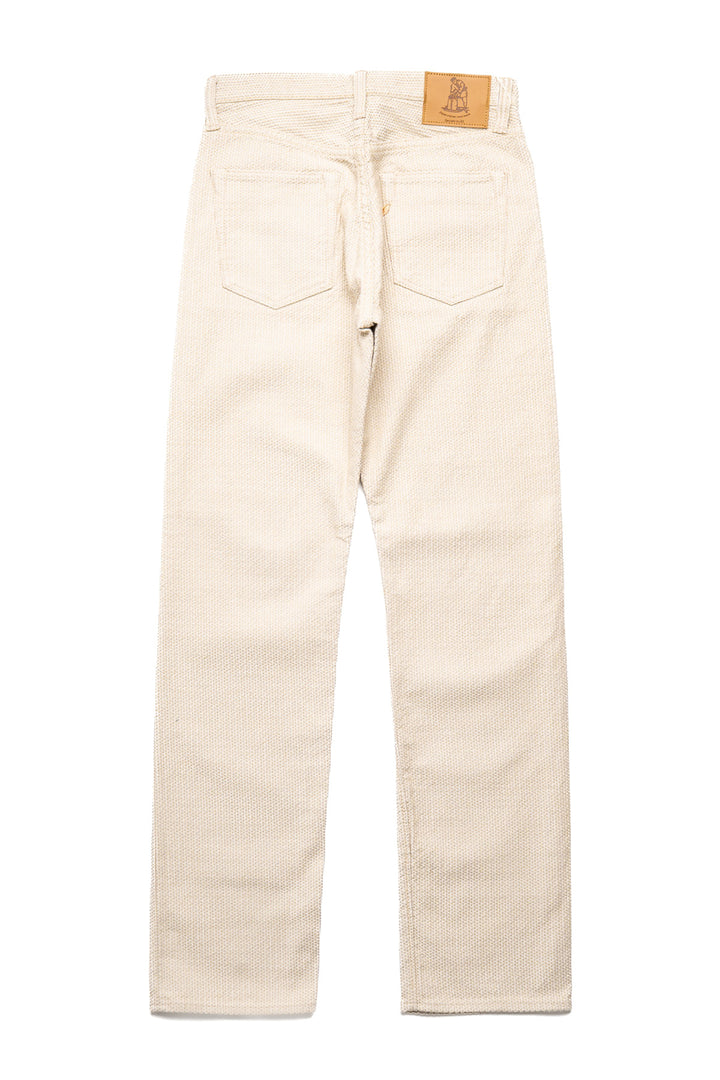 1178-IV Sashiko Pants Regular Fit Wash - Ivory x Beige Sashiko