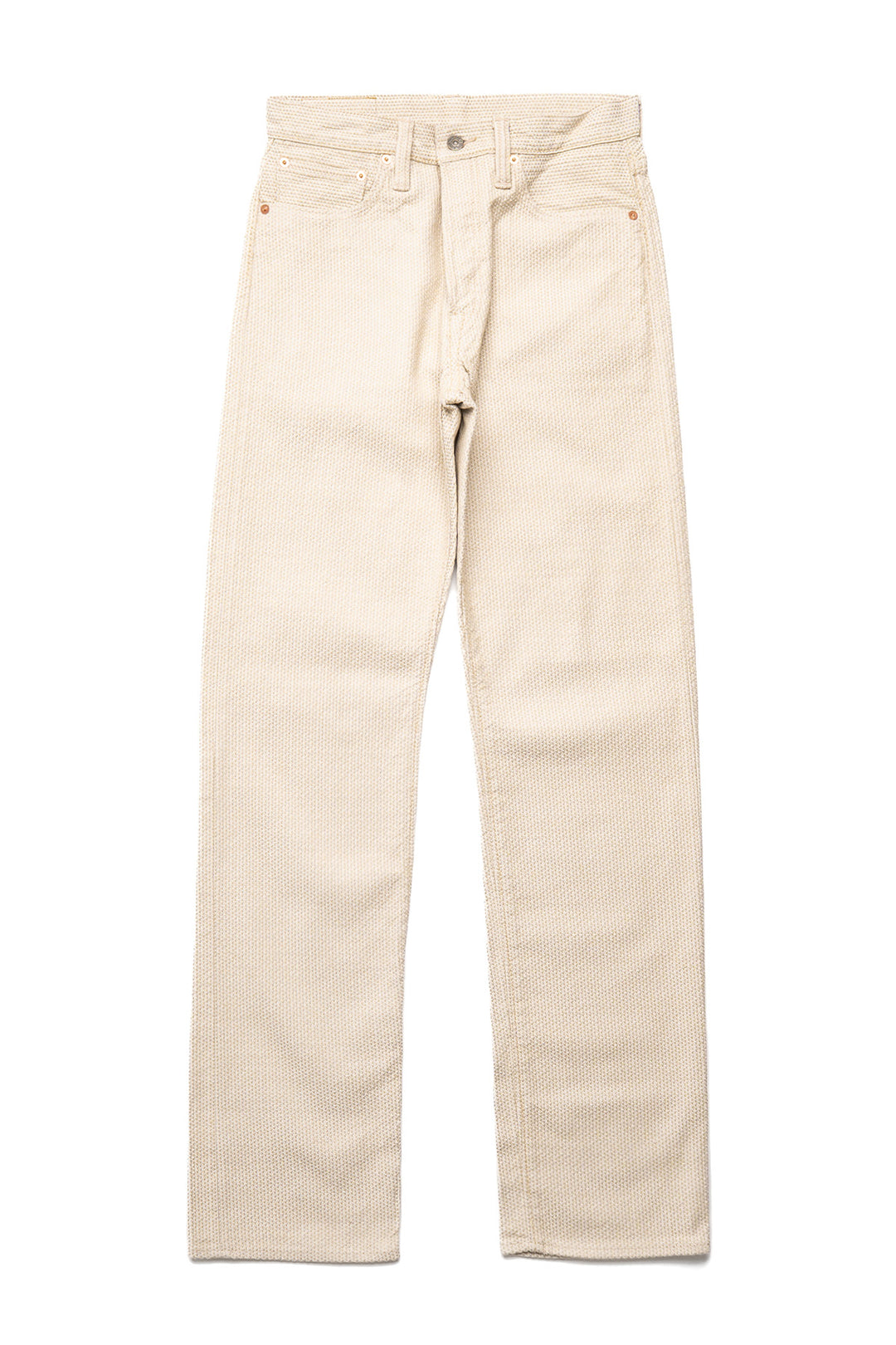 1178-IV Sashiko Pants Regular Fit Wash - Ivory x Beige Sashiko