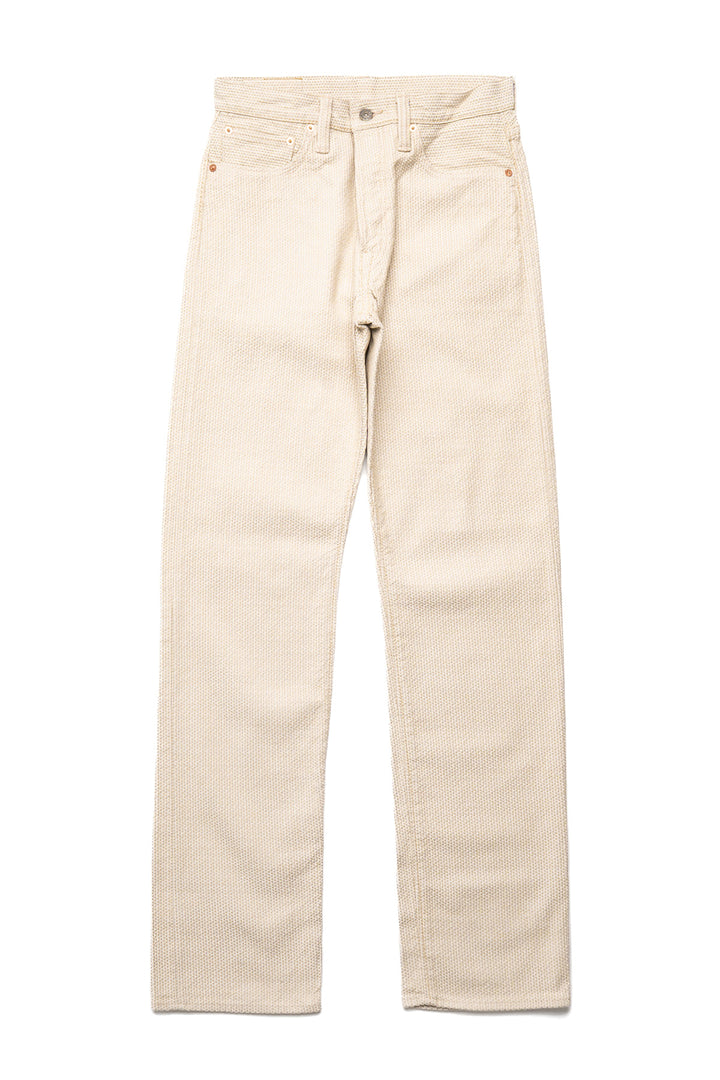 1178-IV Sashiko Pants Regular Fit Wash - Ivory x Beige Sashiko