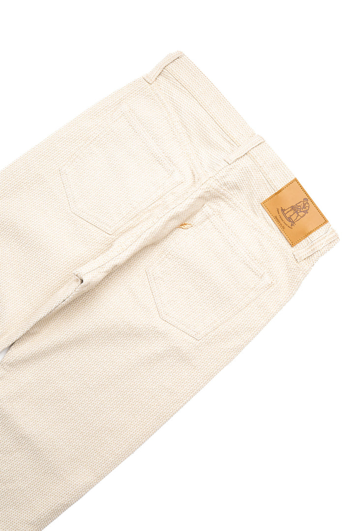 1178-IV Sashiko Pants Regular Fit Wash - Ivory x Beige Sashiko