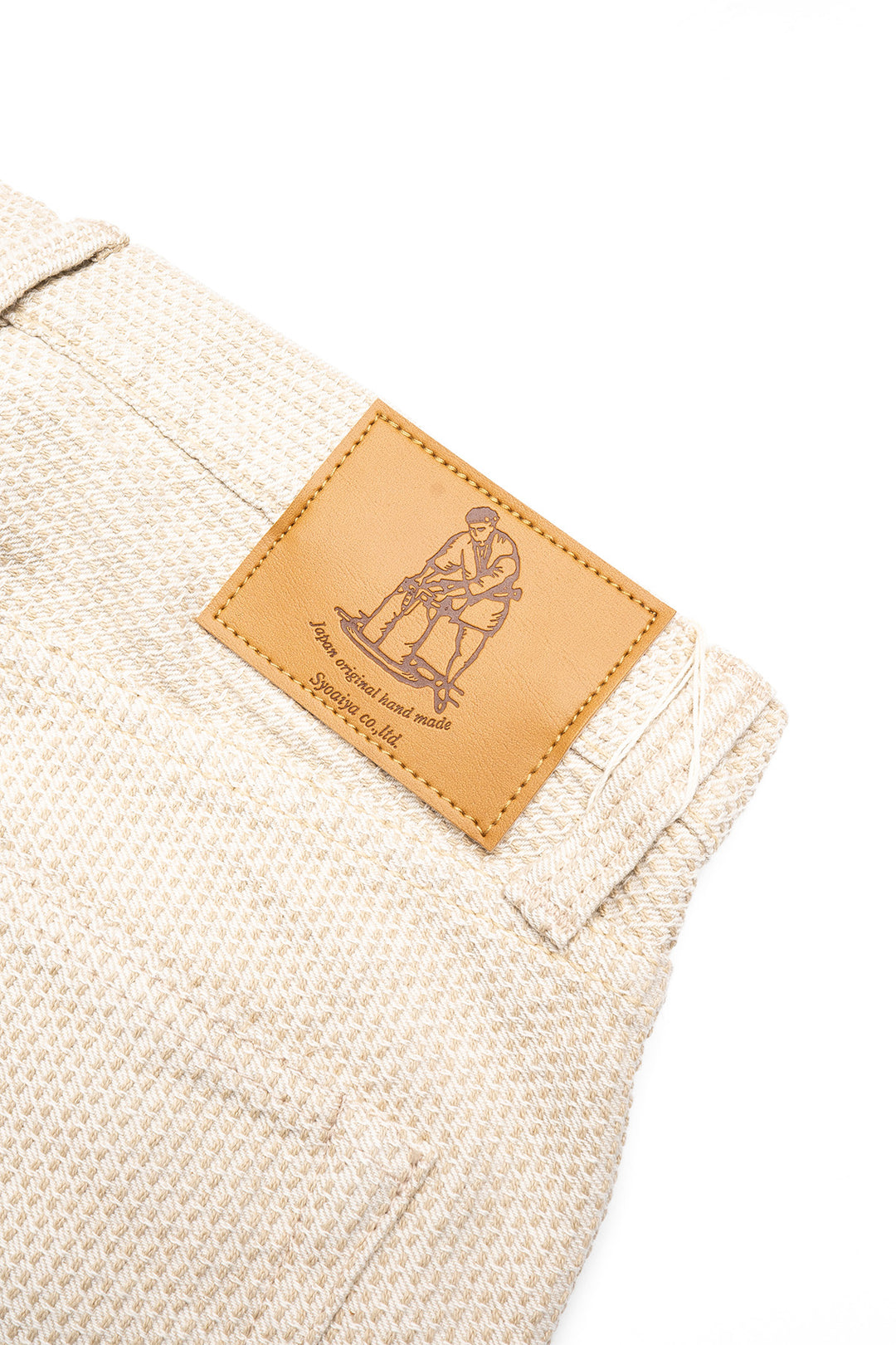 1178-IV Sashiko Pants Regular Fit Wash - Ivory x Beige Sashiko
