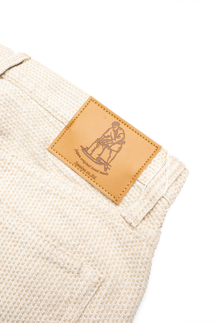 1178-IV Sashiko Pants Regular Fit Wash - Ivory x Beige Sashiko