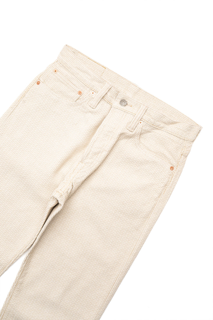 1178-IV Sashiko Pants Regular Fit Wash - Ivory x Beige Sashiko