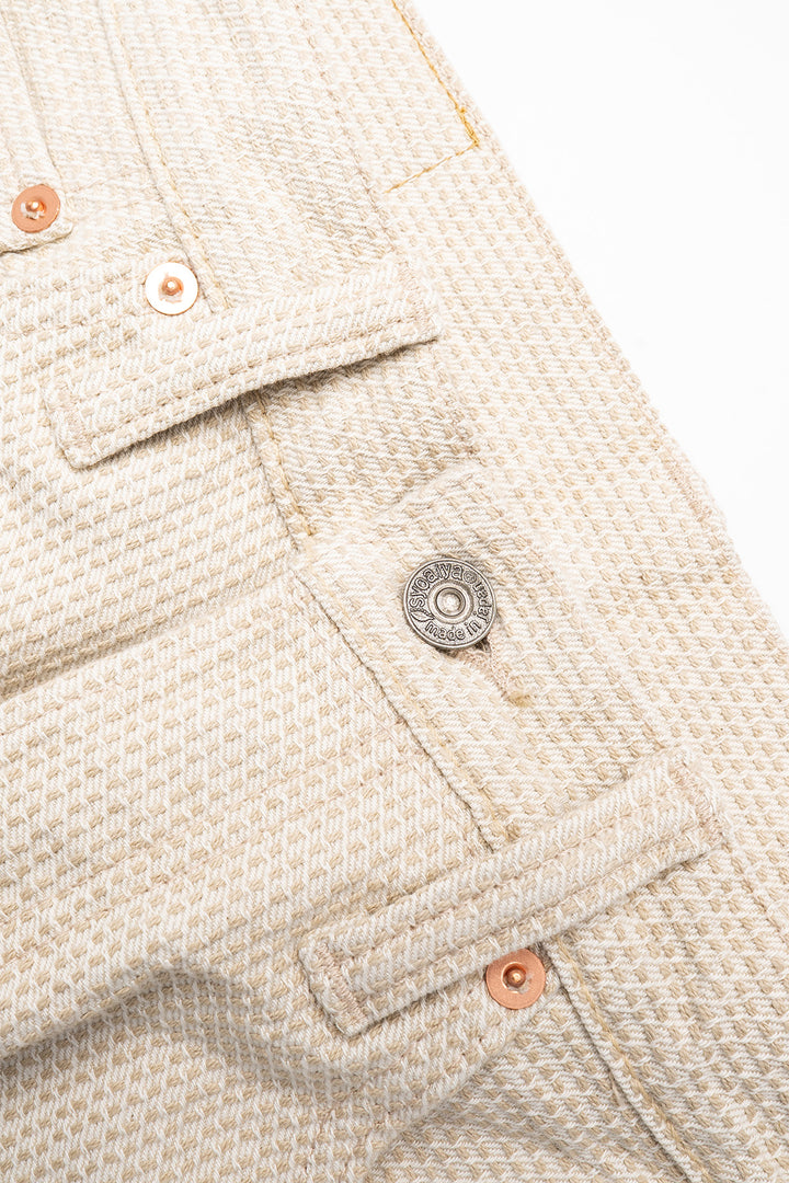 1178-IV Sashiko Pants Regular Fit Wash - Ivory x Beige Sashiko