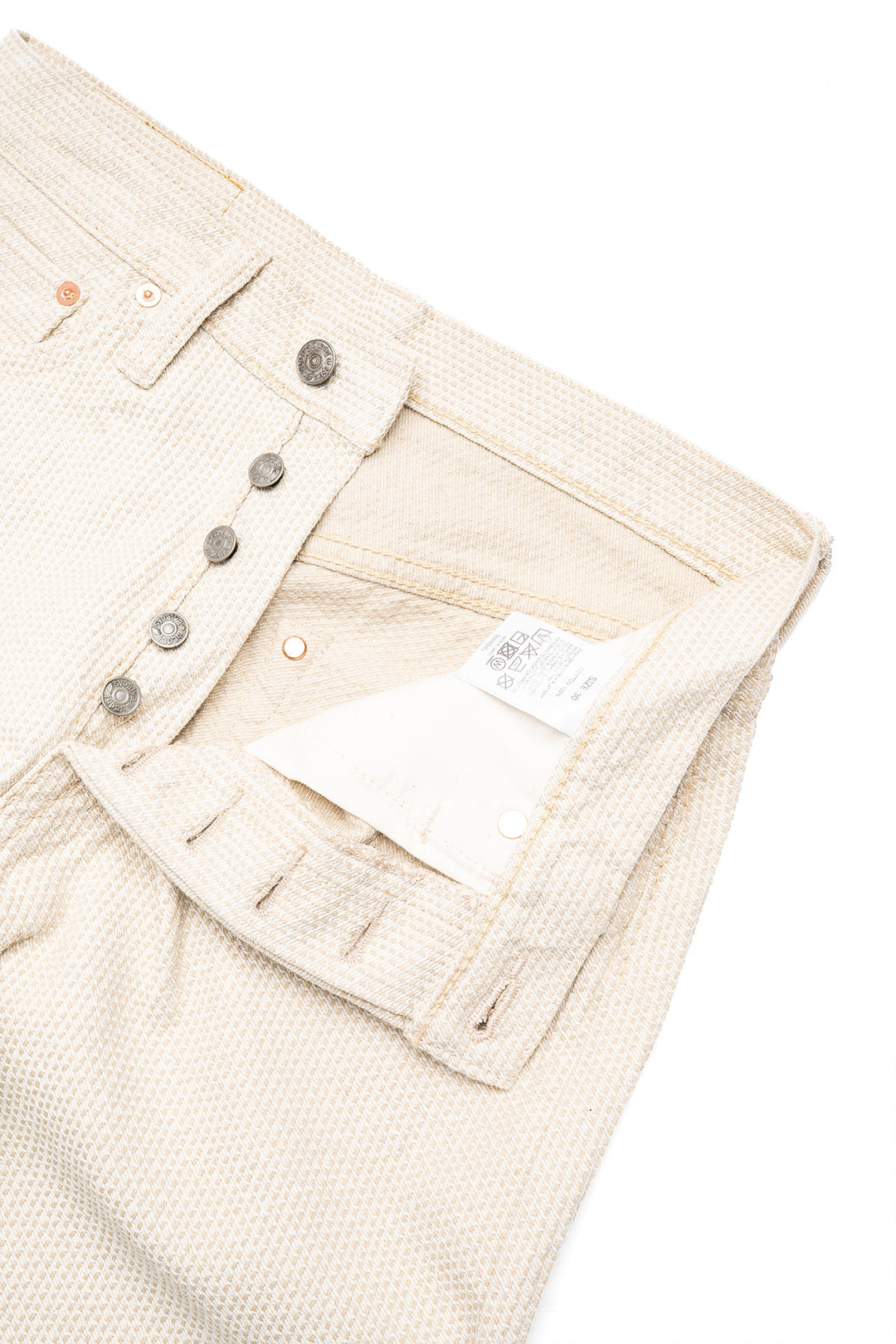 1178-IV Sashiko Pants Regular Fit Wash - Ivory x Beige Sashiko